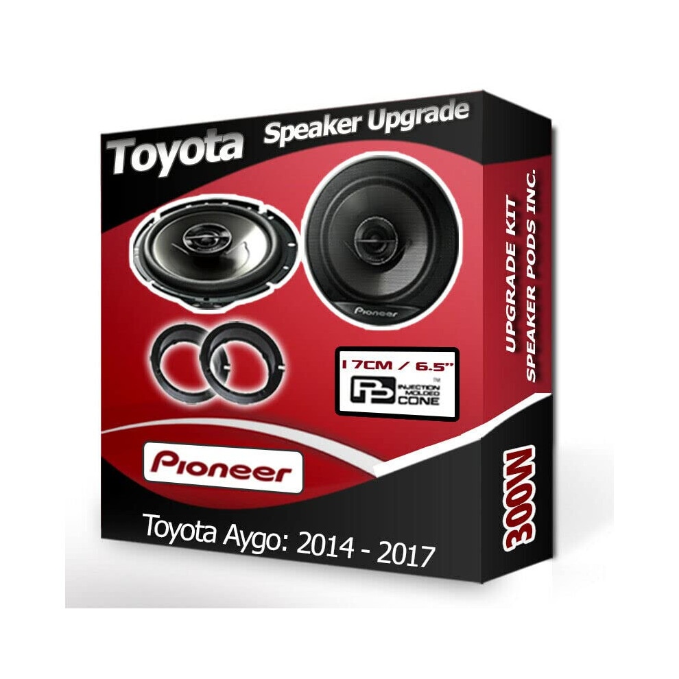 Aygo Speaker upgrade Front door Pioneer car speakers 6.5" 17cm + Rings 300W