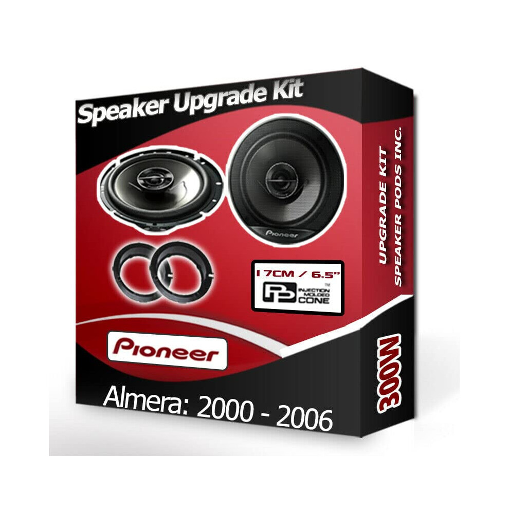 Pioneer Car Speakers 6.5" 17Cm For Almera Front Doors + Adaptor Rings 300W 8670942150730