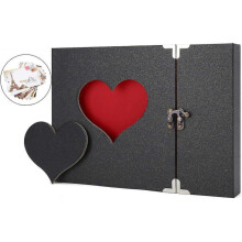 Photo Albums Scrapbook, DIY Scrap books with Personalized Memory Book,Vintage Love Heart 30 Black Pages Guest Book