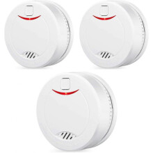 Fire Detector with Photoelectric Sensor, Automated Tests for Home/Shop/Company (3 Piece)