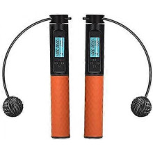 Cordless Jump Rope with Calorie Counter, Adjustable Exercise Speed Jump Rope with Digital Weighted Handle, Orange
