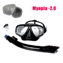 (-2) Duiksnorkelmasker met glazen op sterkte. Aanpasbaar van -1,0 tot -9,0 optische bijziendheid, myopie,