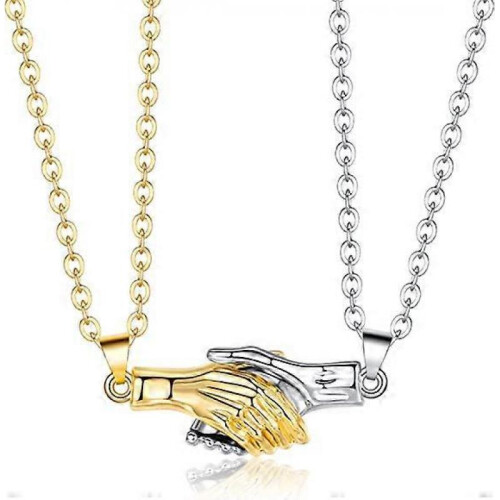 2 Pcs Magnet Hand In Hand Necklace