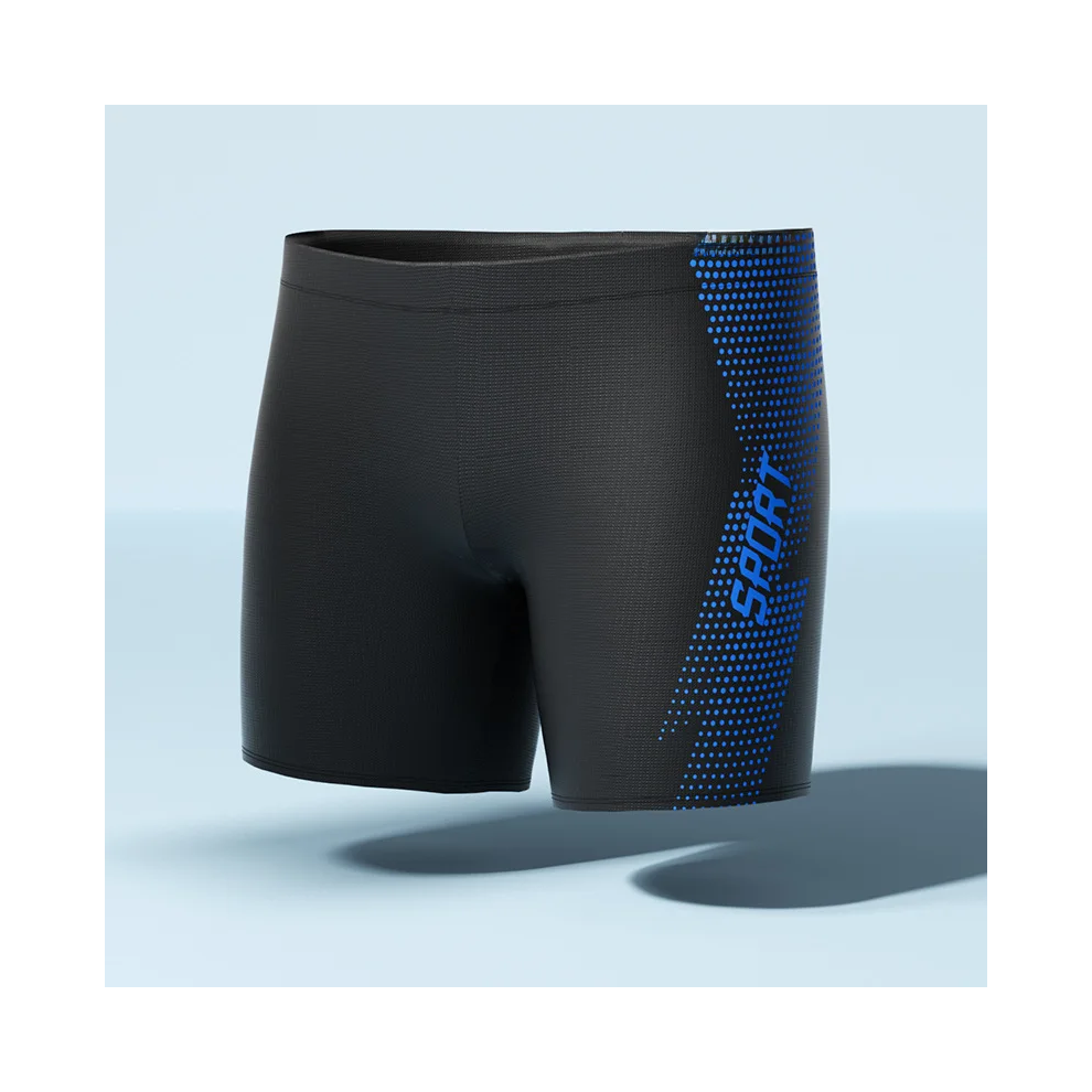 (L-Bleu) Nouveau maillot de bain conservateur taille haute pour hommes, pantalon de natation confortable