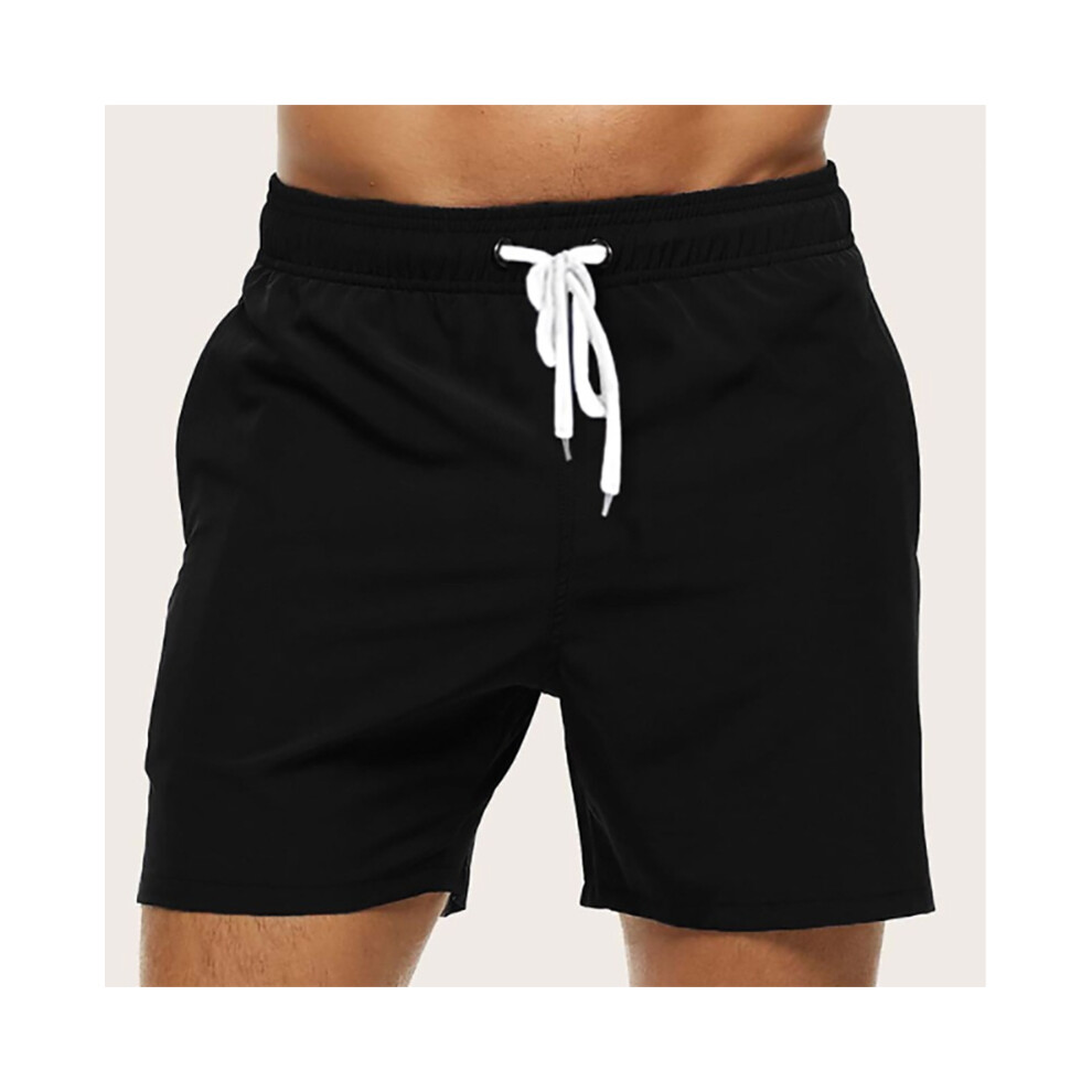 (Noir-M) Maillot de bain pour homme, short de bain d'été à séchage rapide, avec poches latérales et