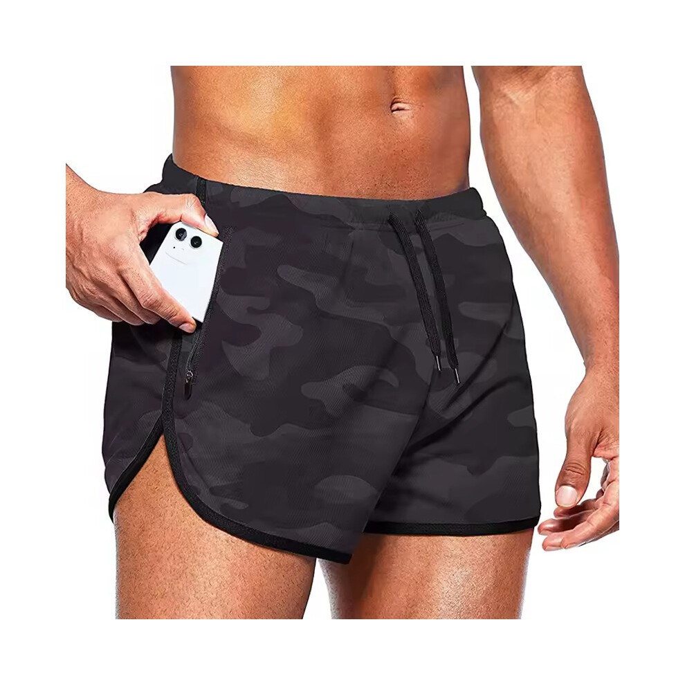 (Black Camo-XL(70-80kg))Short de bain homme été séchage rapide maillots de bain caleçons pantalon court