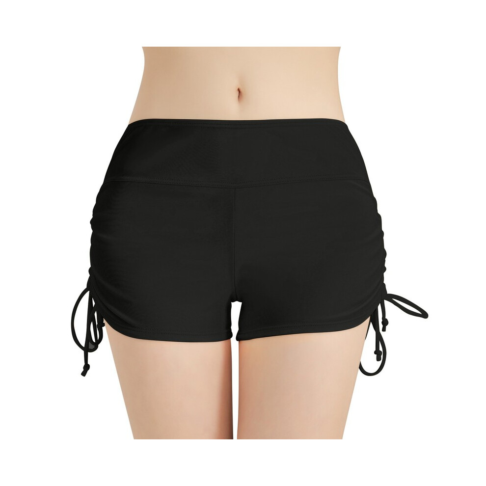 Maillot de bain pour femme (Noir-XXL) - Culotte de plage - Taille haute - Cordon de serrage réglable