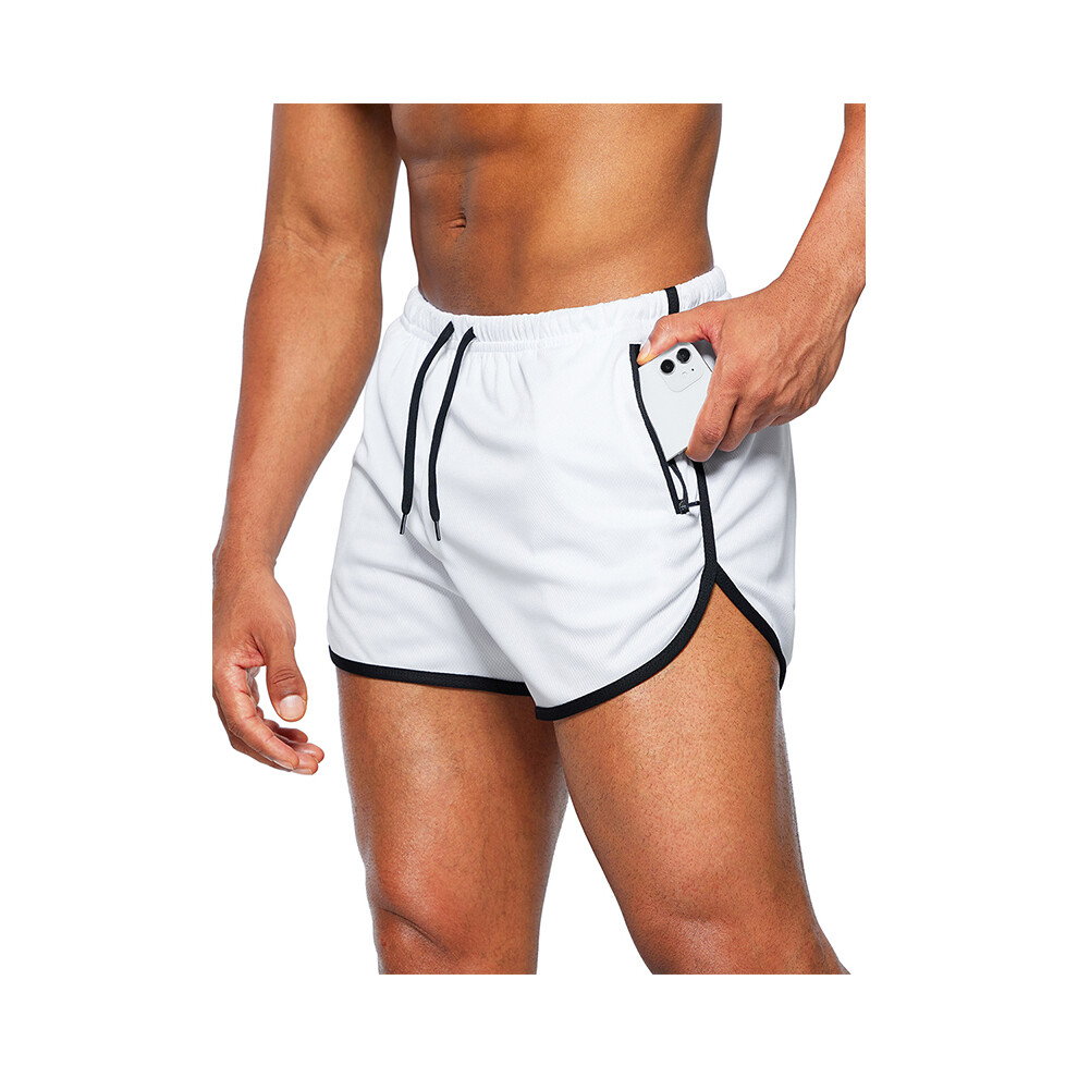 (BLANC-M (50-60 kg)) Short de bain homme été séchage rapide maillots de bain caleçons pantalon court