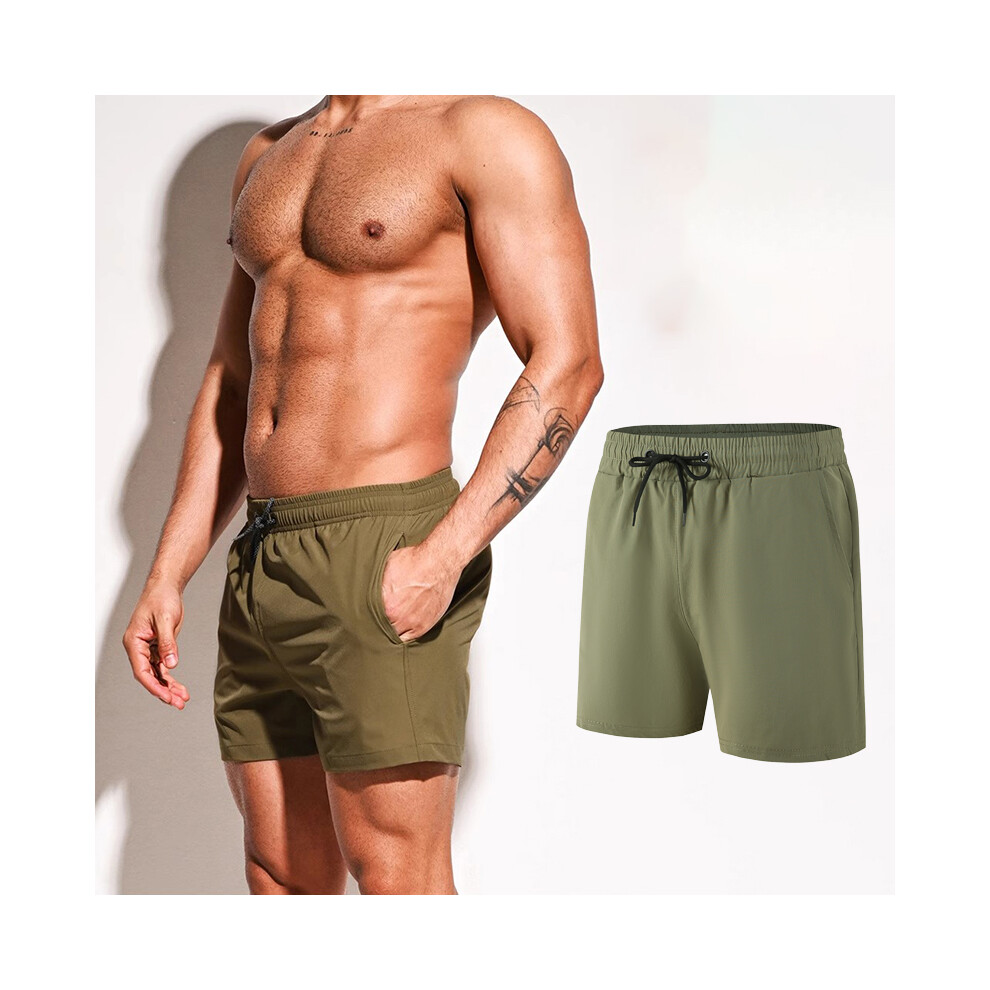 (Vert armée-EuUs L) Short de bain pour homme, maillot de bain d'été, séchage rapide, short de bain,