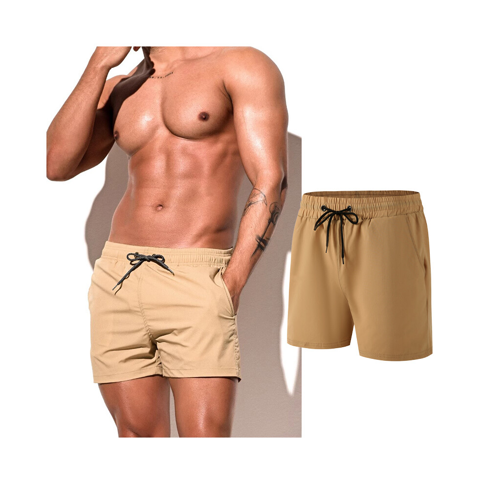 (Kaki-EuUs M) Hommes Shorts de bain Maillots de bain d'été Maillots de bain Séchage rapide Short de