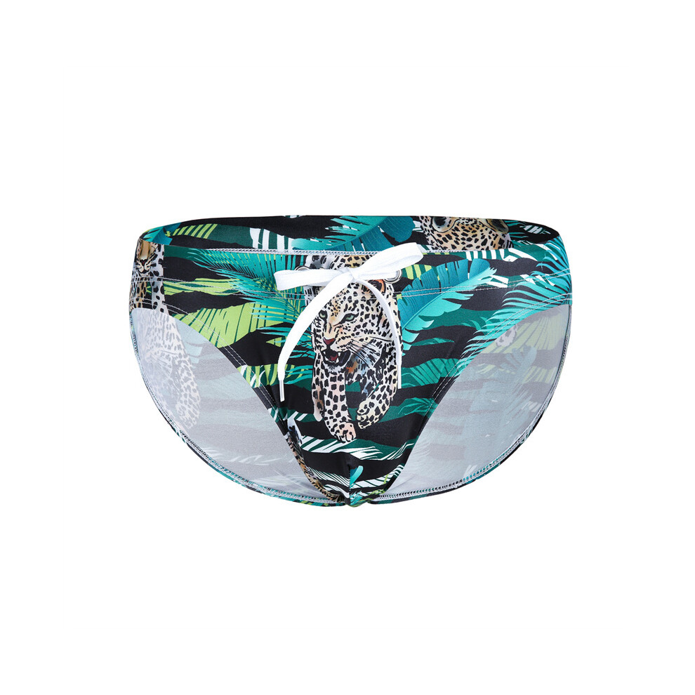 Maillot de bain pour homme (Leaf-M 28-30 pouces) Maillot de bain taille basse, imprimé léopard, crochet,