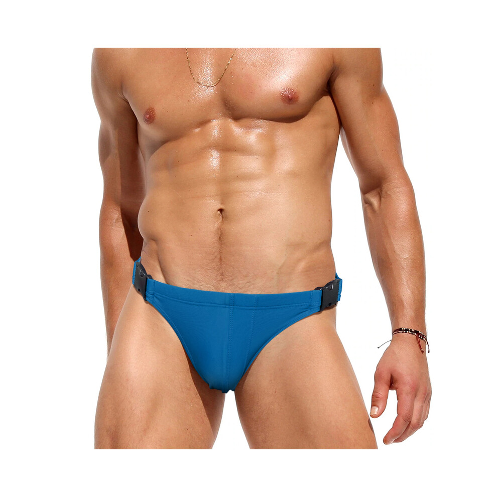 (bleu persan-XL) Maillot de bain sexy à dégagement rapide pour homme, culotte de bain en nylon taille