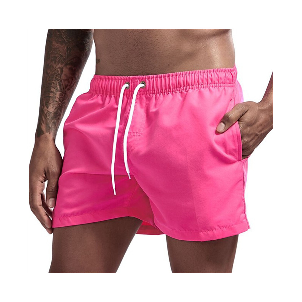 (Rose-M) Maillot de bain pour homme avec doublure en maille, poches latérales, short de plage solide,