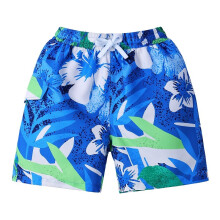 (S391 Blue Flower-10A)BAOHULU Kinder-Badeshorts, süßer Badeanzug, Badehose, schnelltrocknend, Sommer-Badebekleidung,