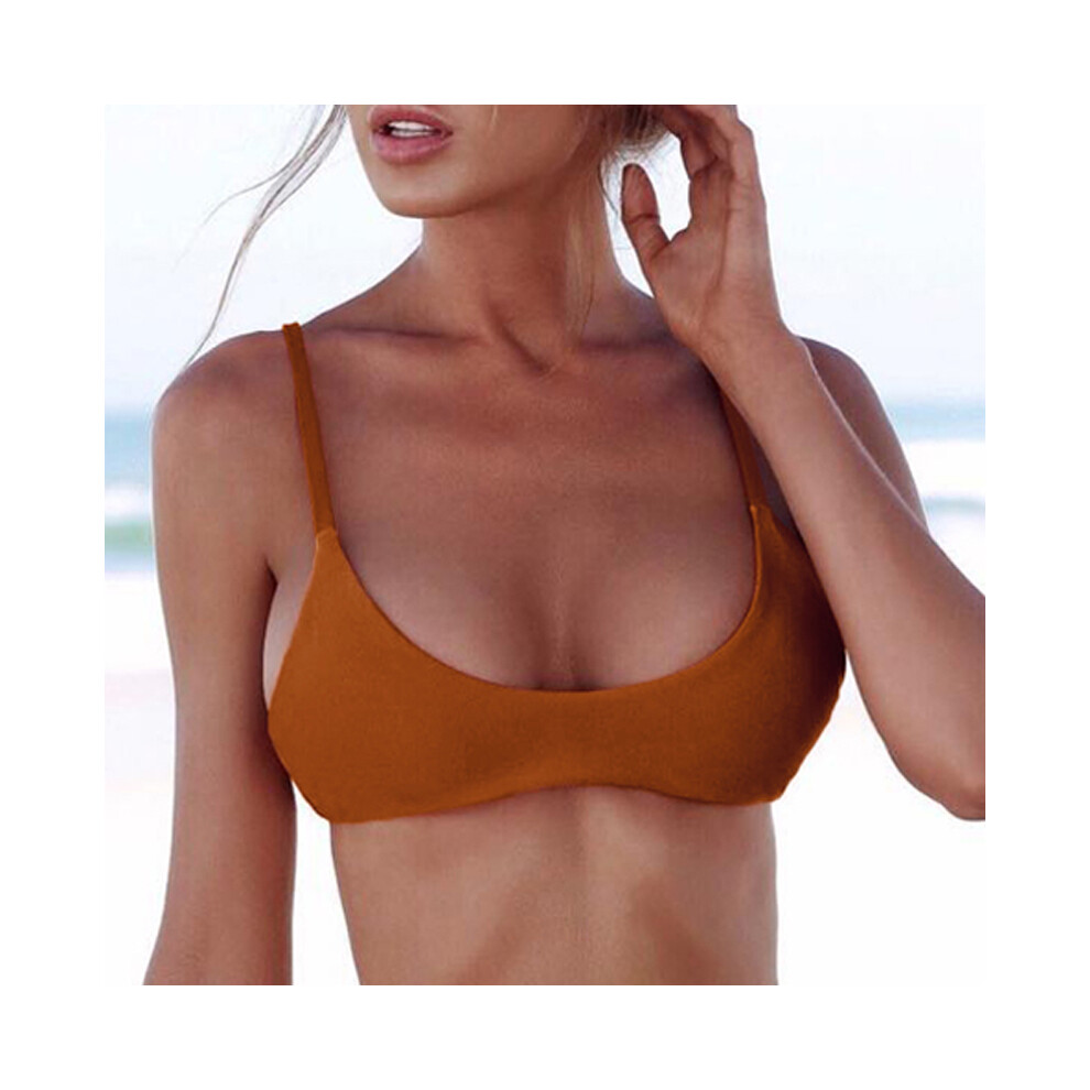 (B022-D-XS) Haut de bikini sexy noir uni 8 couleurs pour femmes, maillot de bain, soutien-gorge rembourré,