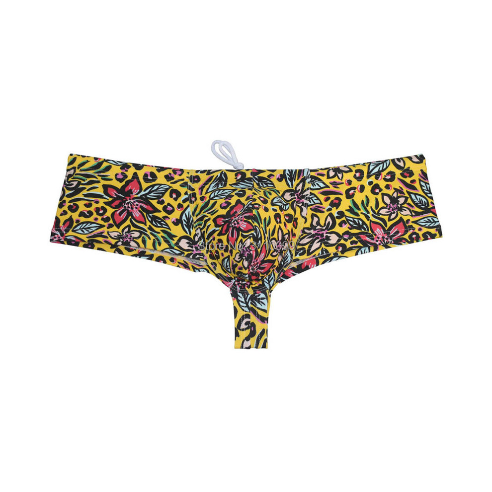 (Azalée jaune-XL) NOUVEAU Boxer de bain pour homme avec poche rehaussante, slip de bain brésilien