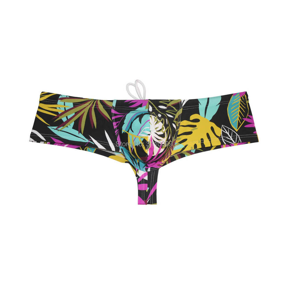 (Feuille Jaune-M) NOUVEAU Boxer de bain pour homme avec poche rehaussante, slip de bain brésilien