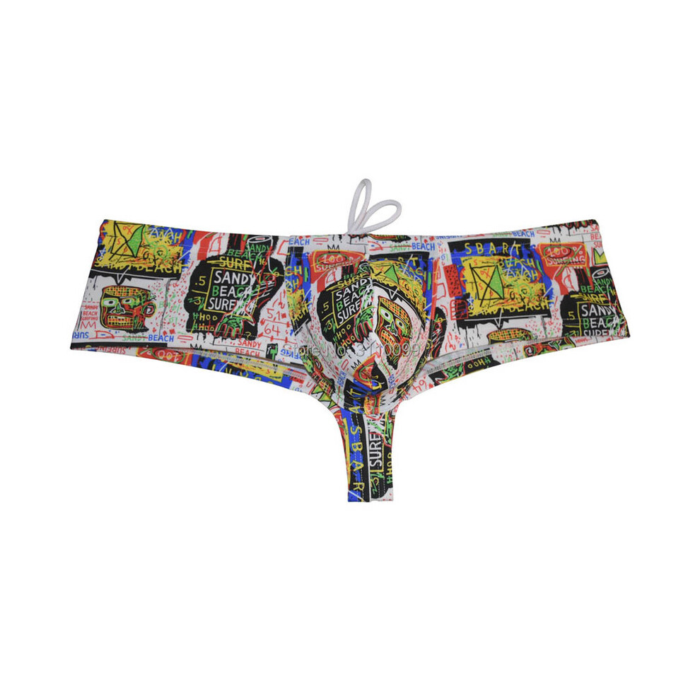 (Scrawl-M) NOUVEAU Boxer de bain pour homme avec poche rehaussante, slip de bain brésilien