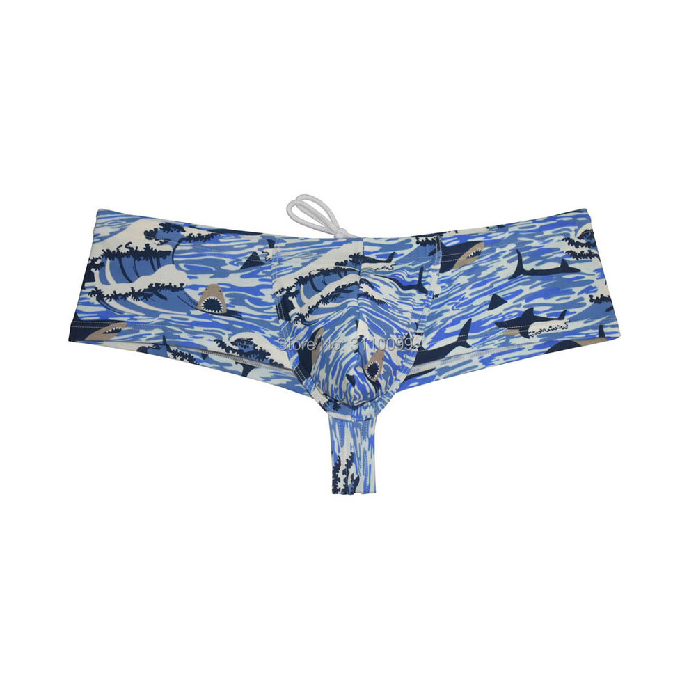 (Shark-M) NOUVEAU Boxer de bain pour homme avec poche rehaussante, slip de bain brésilien