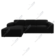 (Black, Left Hand Chaise) SnoozeOnline L-Shaped 3 Seater Corner Chaise Sofa Plush Velvet Left/Right Hand Lounge with Wide Armrests