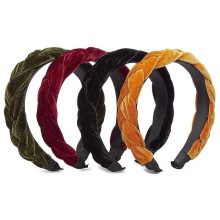 Velvet Headbands for Women, Padded Braid Hair Accessories (4 Colors, 4 Pack)