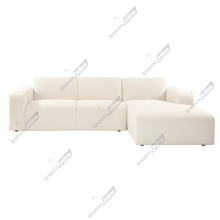 (Cream, Right Hand Chaise) SnoozeOnline L-Shaped 3 Seater Corner Chaise Sofa Plush Velvet Left/Right Hand Lounge with Wide Armrests