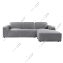 (Grey, Right Hand Chaise) SnoozeOnline L-Shaped 3 Seater Corner Chaise Sofa Plush Velvet Left/Right Hand Lounge with Wide Armrests