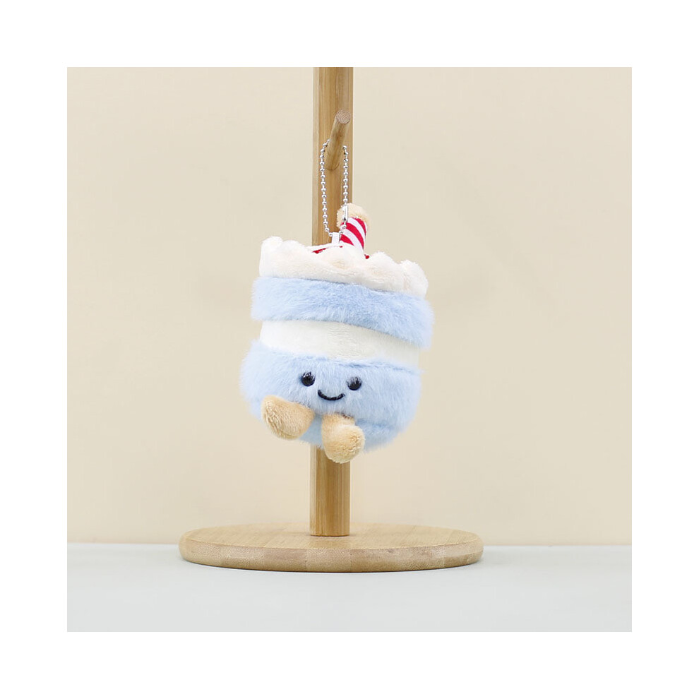 (Blue)Jolie bougie gâteau porte-clés dessin animé fille enfants sac à dos décoration pendentif poupée