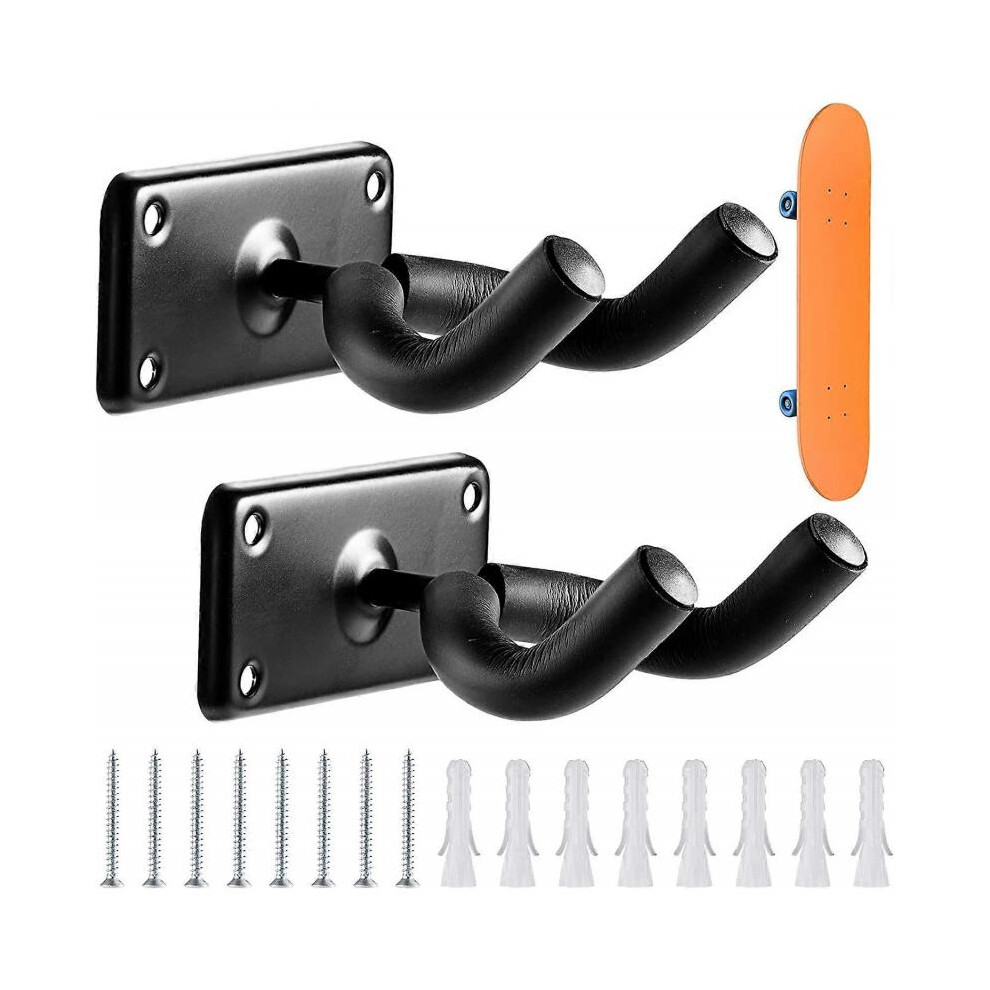 Skateboard Wall Mount Ski Hanger & Guitar Hanger Organized Wall Mount Guitar, Snowboard, 2 Pack