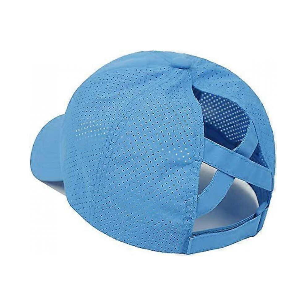 Women's Cross Ponytail Cap Quick Dry Baseball Cap Sun Hat UV Protection Sports Cap