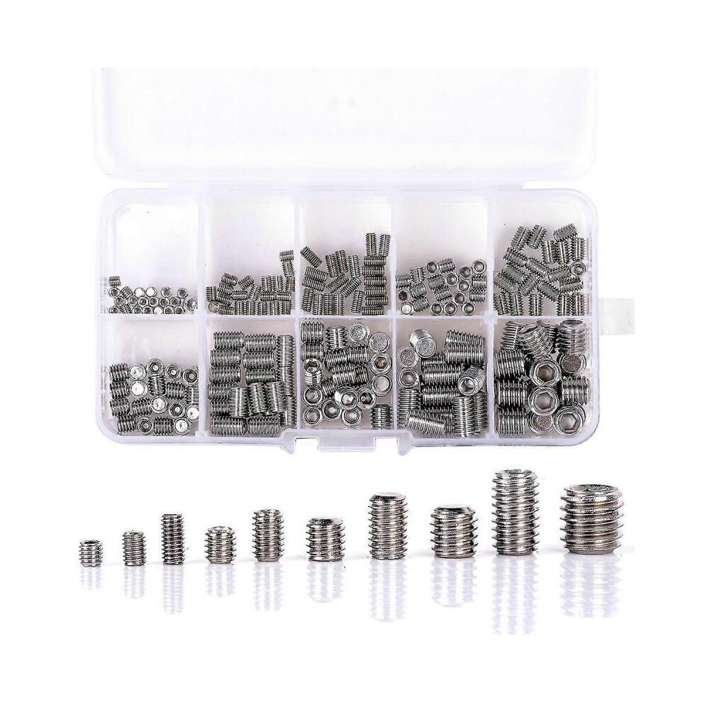 200pcs 304 Stainless Steel Grub Screws Hex Socket Screw Assortment Kit Set //m5/m6/m8-image-OPC-PGXW6XS-NEW