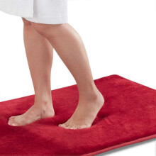 Memory Foam Bath Mat Non Slip Absorbent Super Cozy Velvet Bathroom Rug Carpet (20 inches X 32 inches, Red)