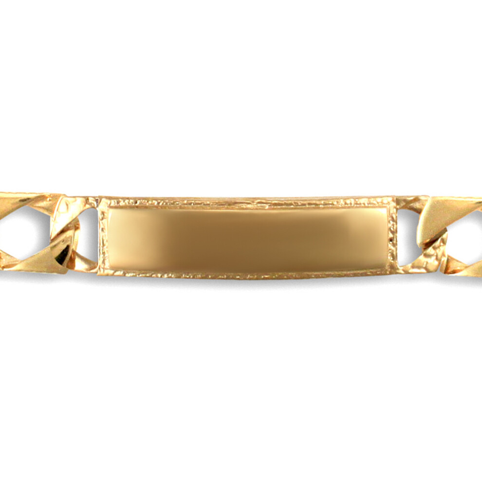 Jewelco London Solid 9ct Gold London Lizard Curb 7.5mm Gauge Identity ID Bracelet - JCC003-6.0