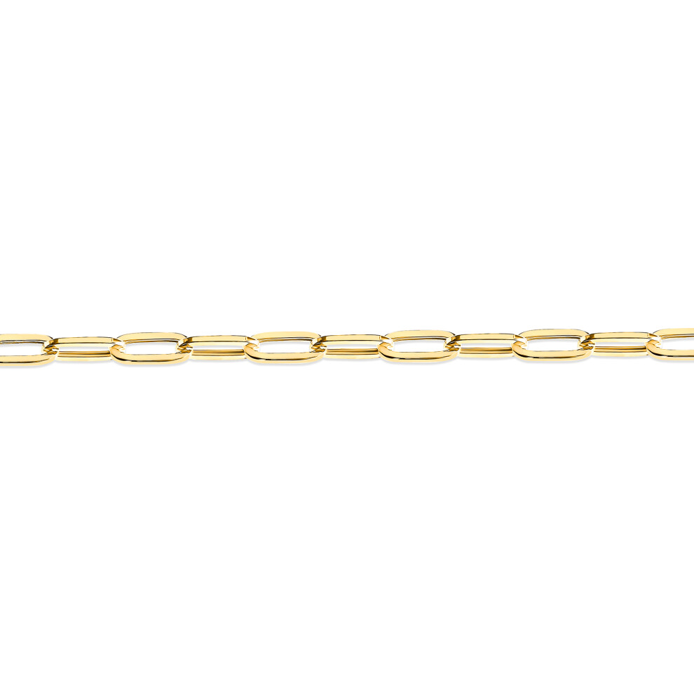 Jewelco London Ladies 9ct Gold Elongated Oval Pill Paperclip 2.5mm Gauge Chain Bracelet, 7.5 inch 19cm - JCN093B-7.5