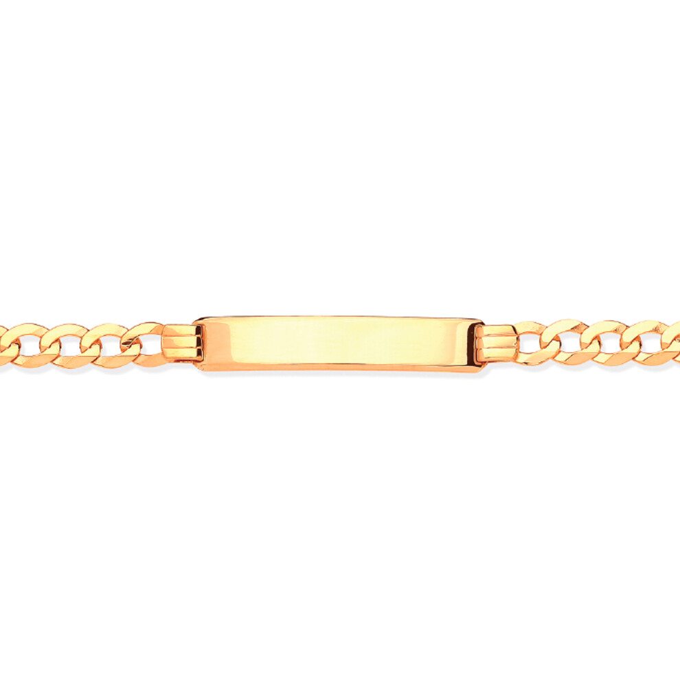 Jewelco London 9ct Solid Gold Ladies Curb ID Bracelet 8.5mm 7.5" 19cm - JID009-7.5