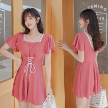 (Rosso occidentale-XXL) Costume da bagno intero da donna, stile alla moda, conservatore, tinta unita,