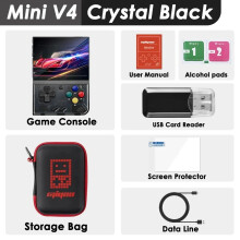(Schwarz-mit Tasche-Keine Karte(0 Spiel))Miyoo Mini V4 Handheld-Game-Spieler 2,8'' IPS Linux System