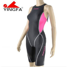 (Roze-M) Professionele wedstrijdbadpak voor dames, eendelig trainingspak, Sharkskin kniebadpak voor