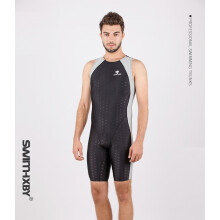 (BLACKGRAY-S) Badmode Heren Eendelig Badpak Wedstrijd Race Badpak Ironman Triatlon Pak Sharkskin Heren