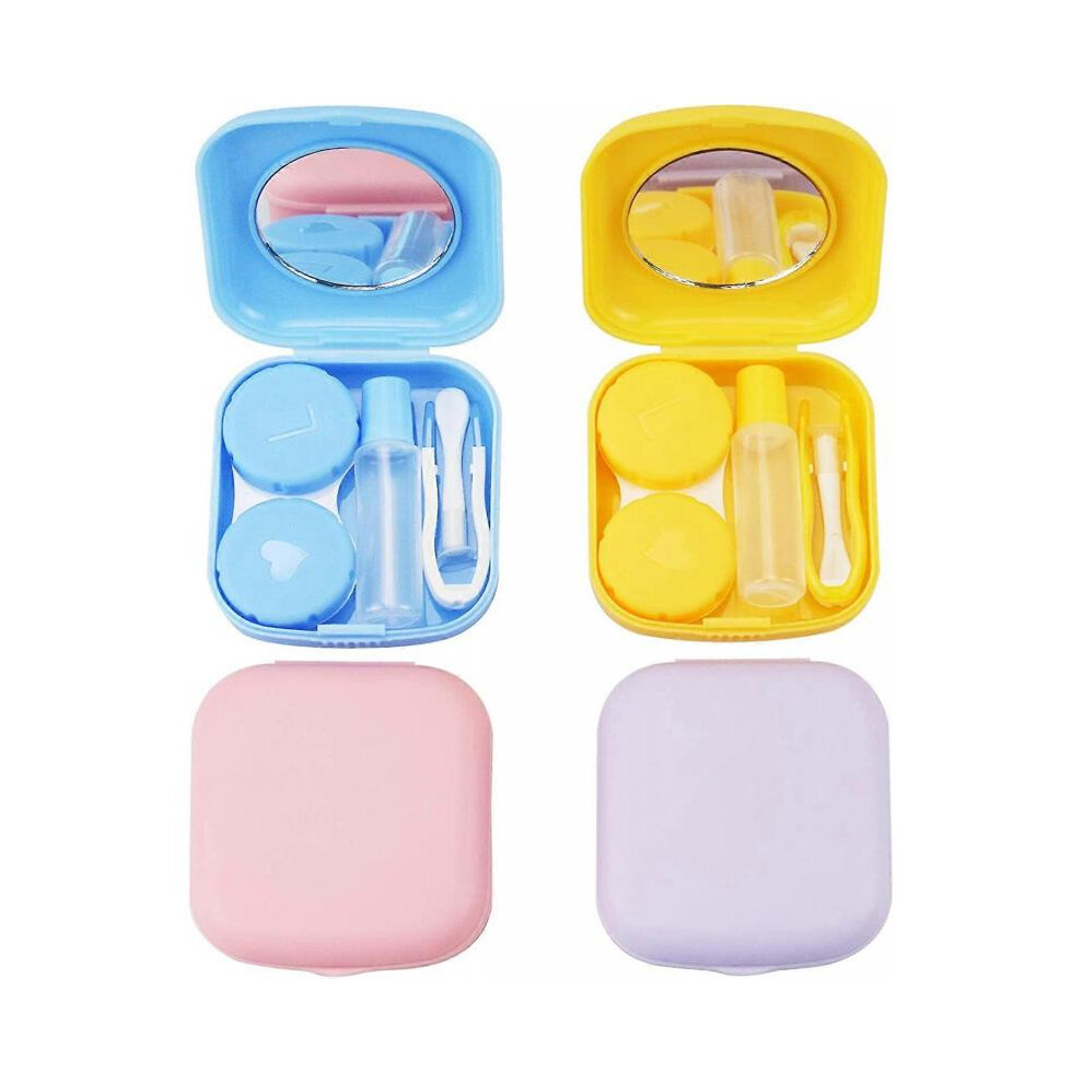 4PCS Contact Lens Case, Colorful Contact Lens Box Holder Container, Outdoor Mini Contact Lens Storage