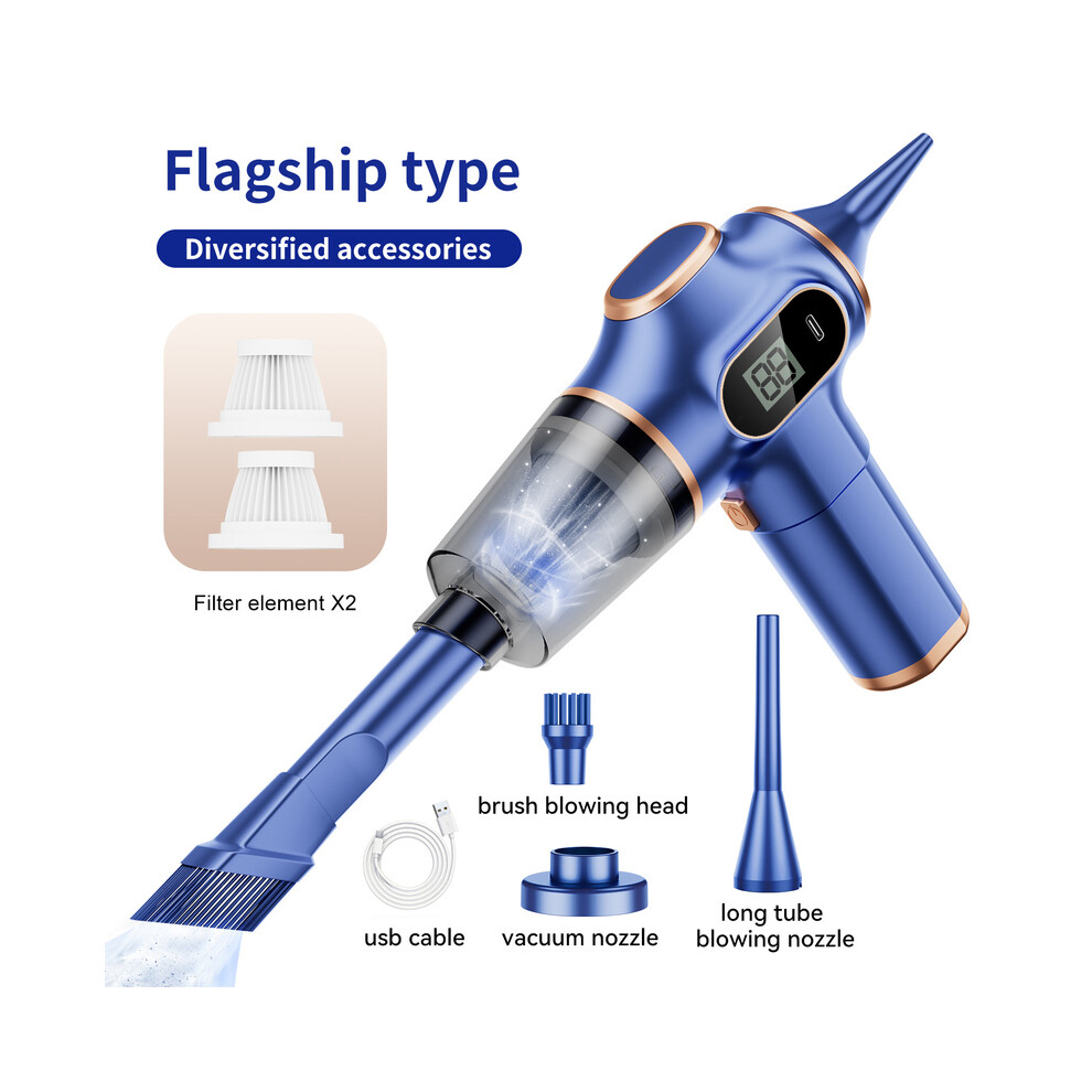 (B-bleu-avec affichage) BELIBUY Aspirateur de voiture sans fil Appareil ménager Machine de nettoyage