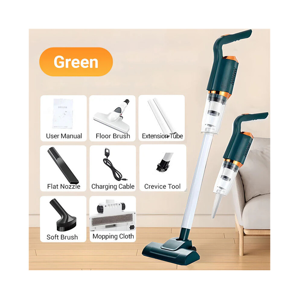 Aspirateur sans fil multifonction (vert) pour la maison et la voiture, machine de nettoyage rechargeable
