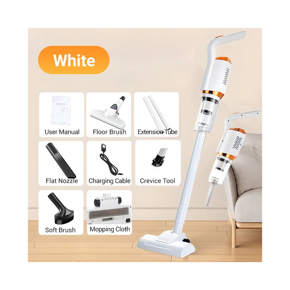 (Blanc) Aspirateur sans fil multifonction pour la maison et la voiture, machine de nettoyage rechargeable