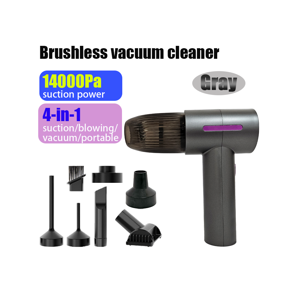 (GRIS) Mini aspirateur de voiture 14 000 PA, aspiration puissante, port USB, pour voiture, appareil