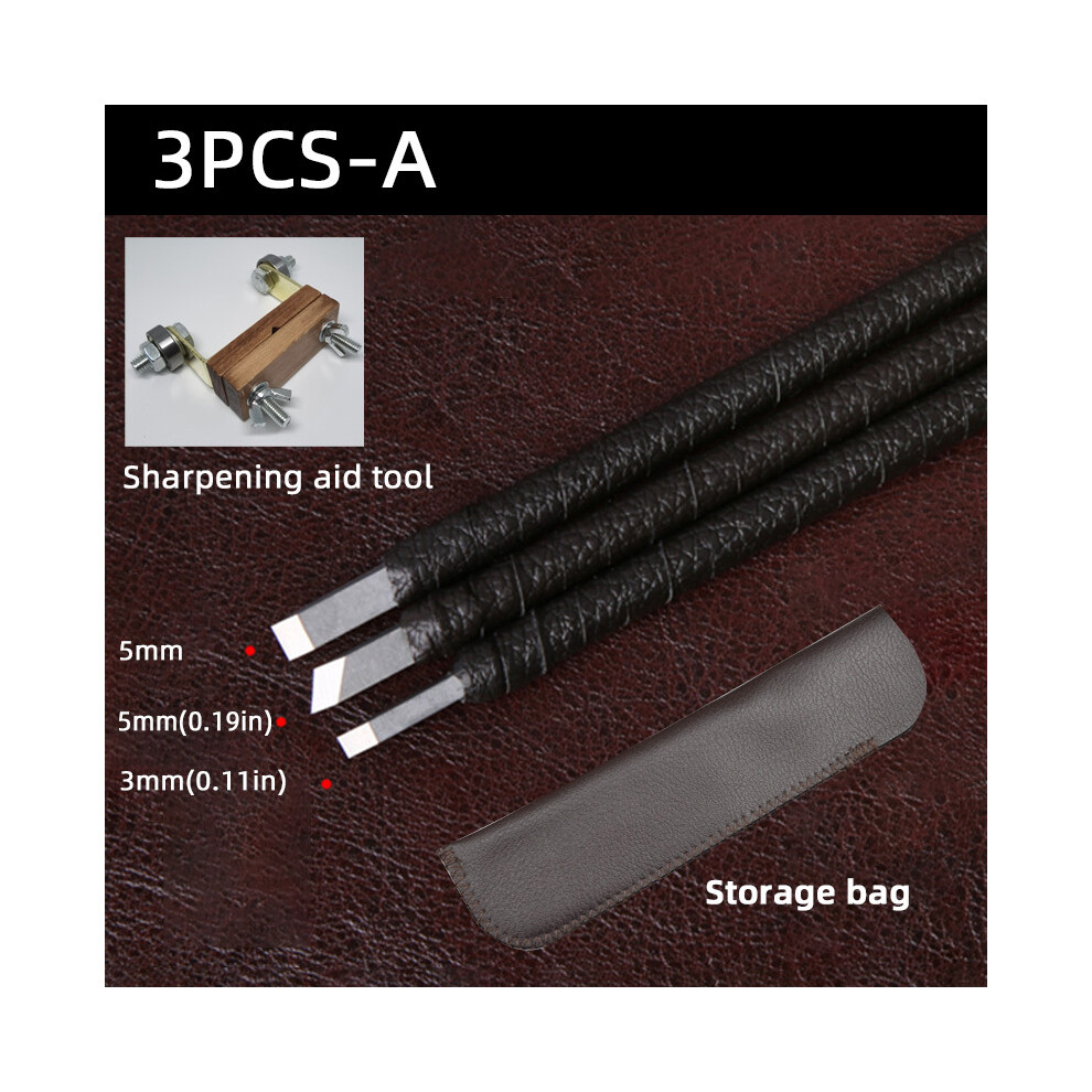 (3PCS-A) Couteau de gravure en acier au tungstène Gouges pour la sculpture Couteau de gravure sur pierre