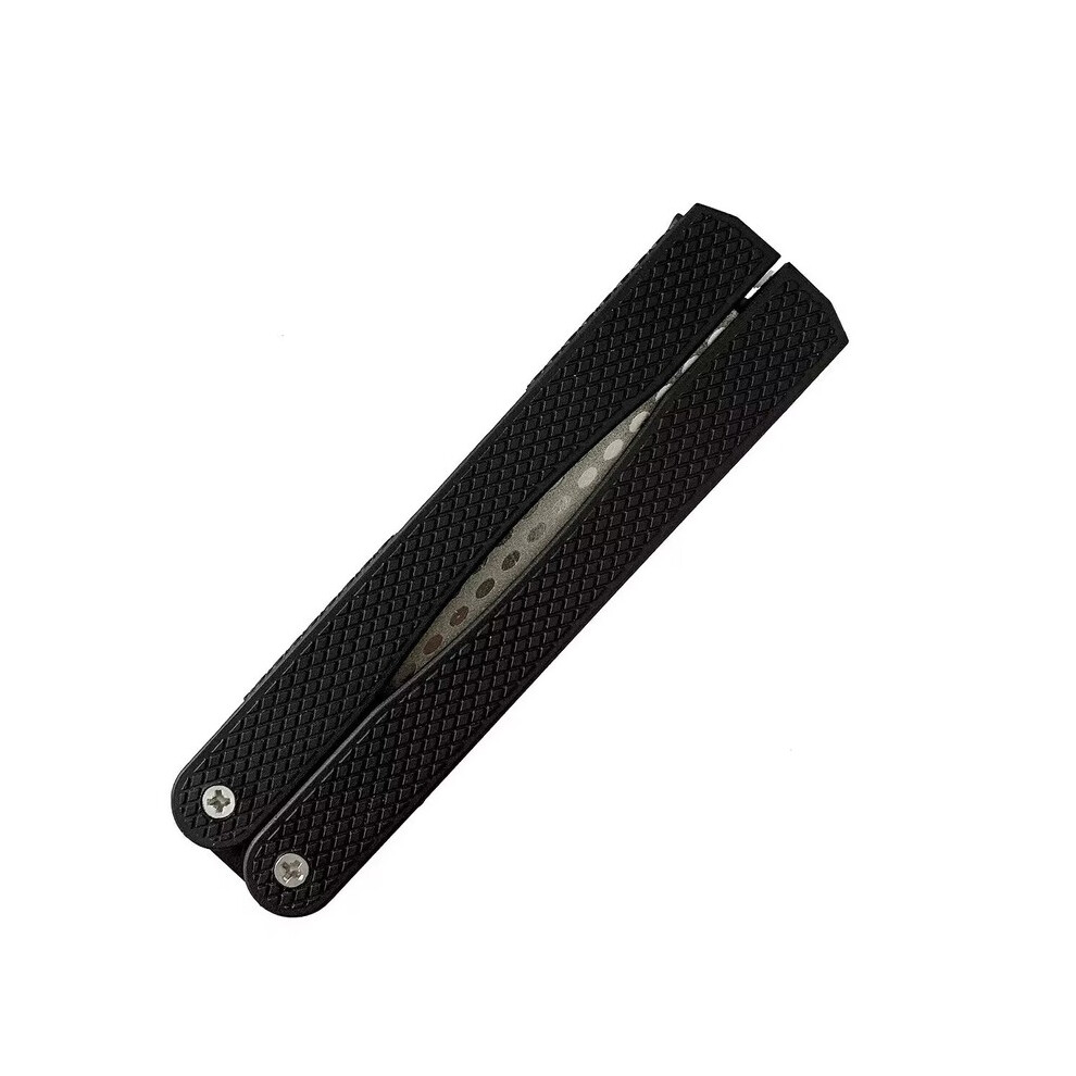 (1pc Diamant noir) 1pc Portable Double Face Meule Aiguiseur de Cuisine Professionnel pour Couteau Pliant