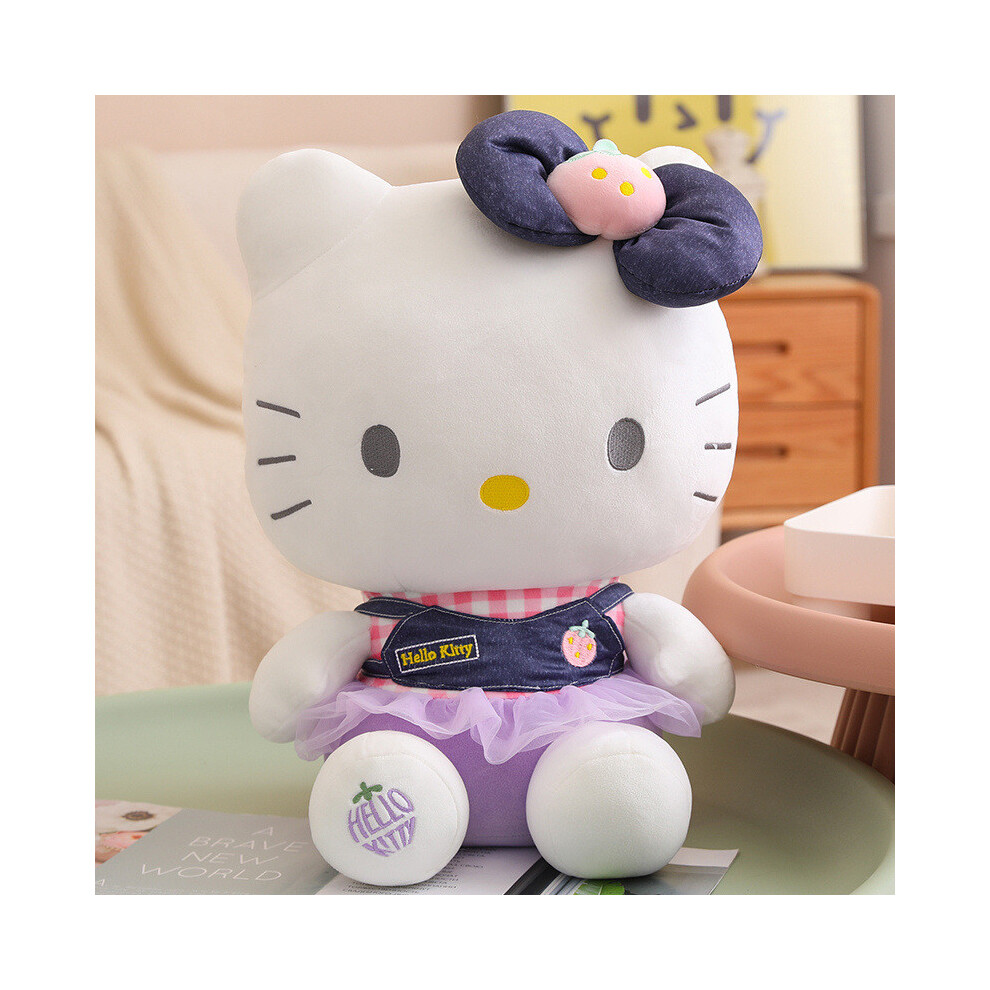 (Skirt,25cm)Peluche Sanrio Hellokitty jupe en denim jeans cadeaux d'anniversaire décoration chambre à coucher