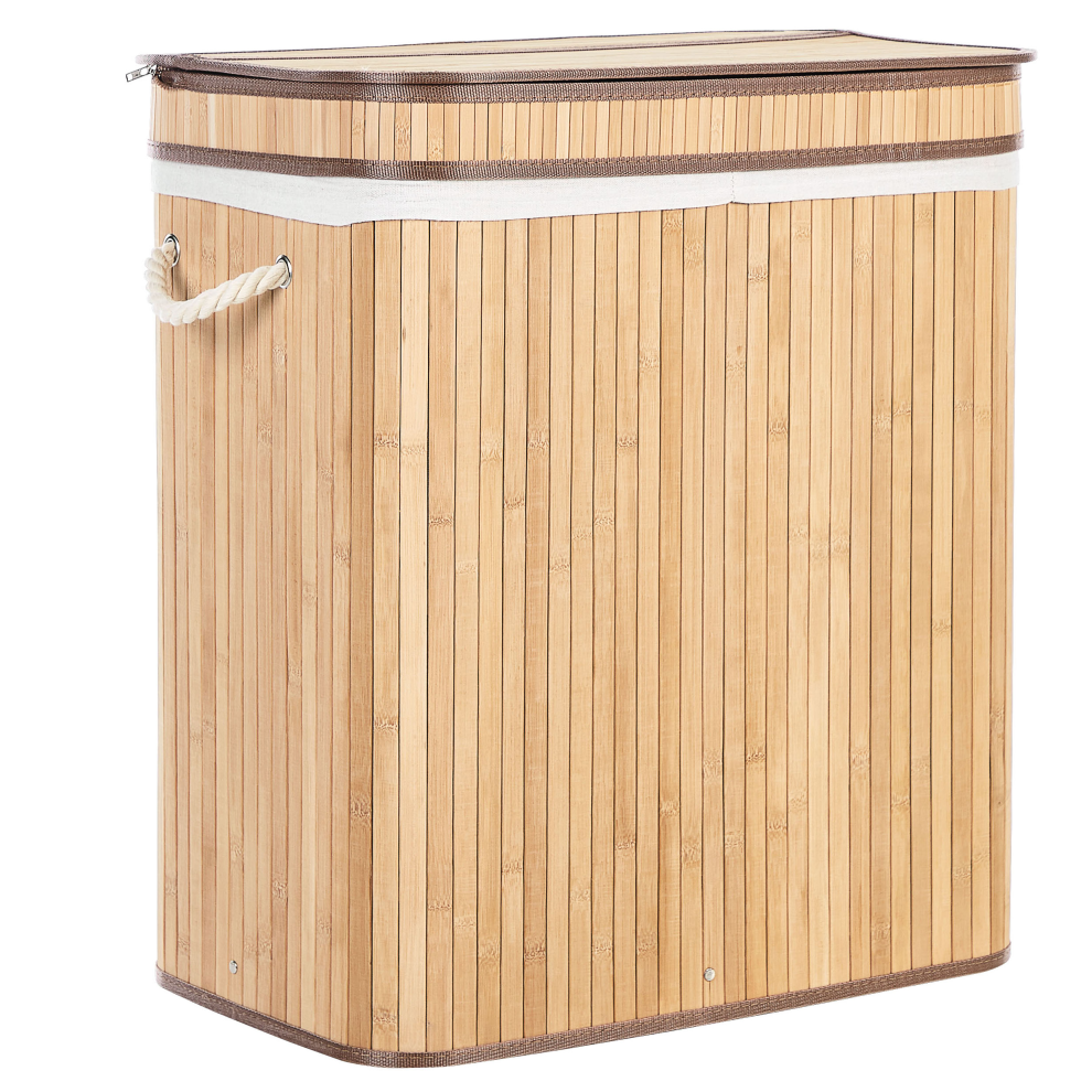 Bamboo Basket with Lid Light Wood KALTHOTA