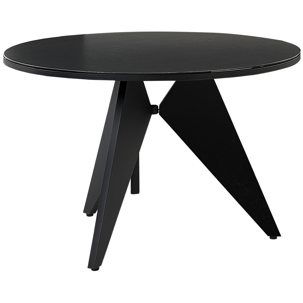 Garden Dining Table OLMETTO 83 cm 110 cm Glass Black