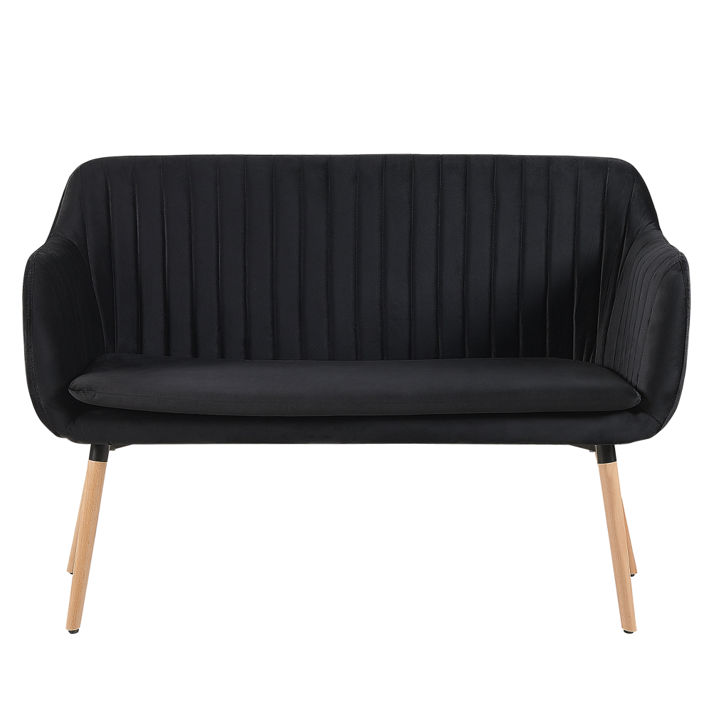 Upholstered Bench TABY Velvet Black 2 Seater